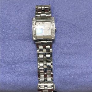 Charriol Silver-Tone Square Link Watch with diamonds genuine